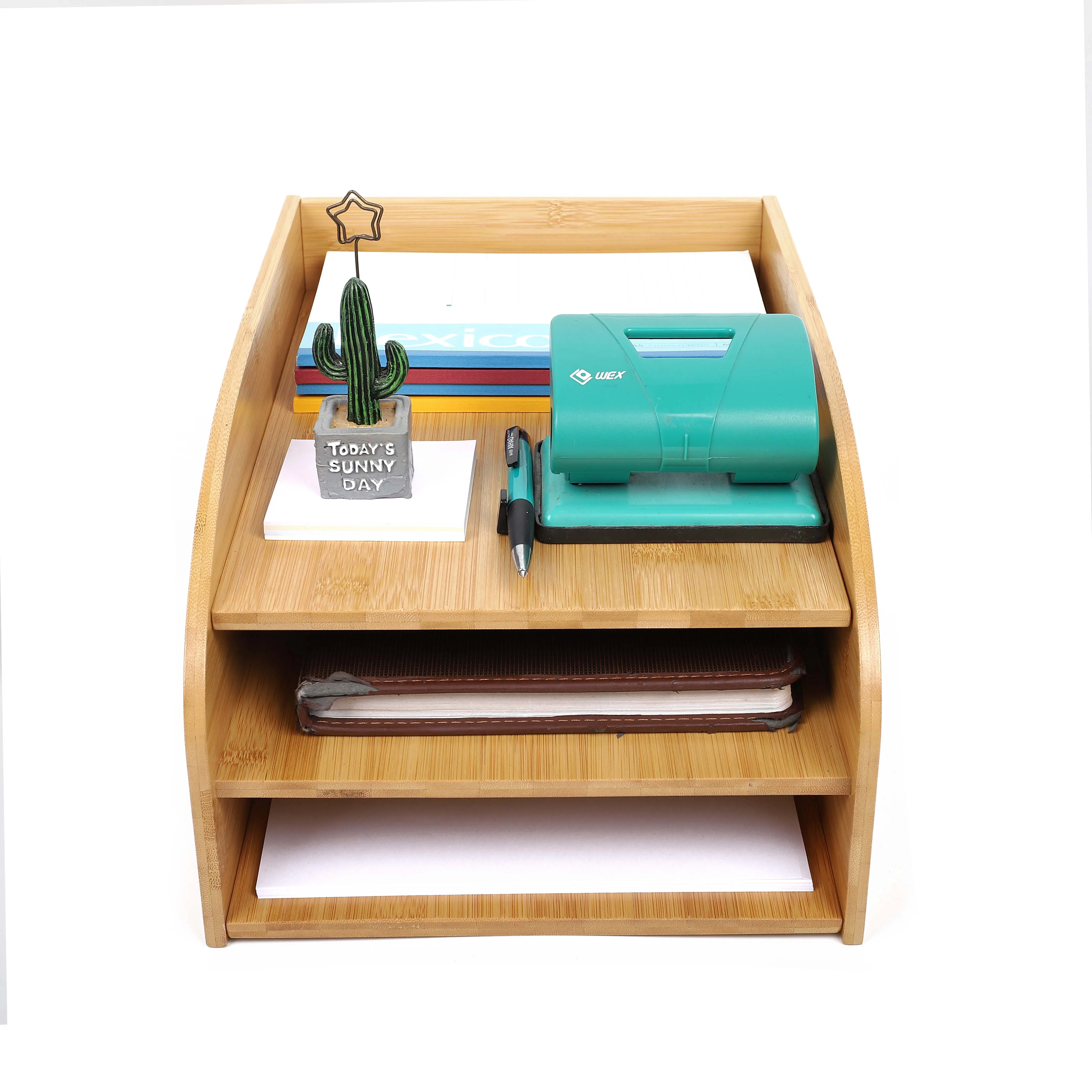 
bamboo A4 paper desk storage organizer with Drawers for Home system letter for table office desk  (1600169451423)