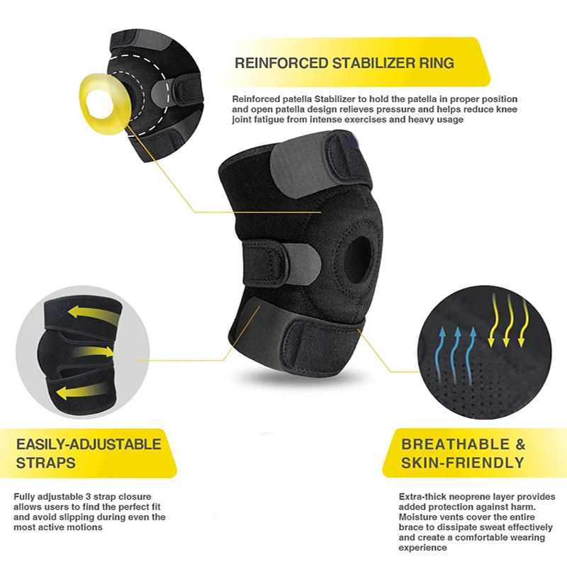 Customisable Adjustable Compression Injury Recovery Arthritis Pain Running Workout Support Sleeve Brace Men Women Knee Pads