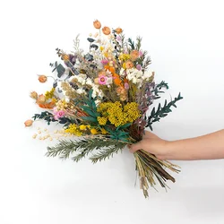 Customized Natural Eucalyptus Rice flower limonium Pampas Grass Dried flower Bouquet For Home Decoration