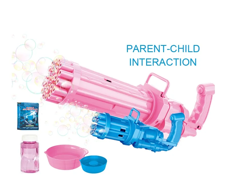 Bubble Gun for Toddlers Bubble Machine 2022 Automatic 25 Holes Bubbles Maker with Music and Light gatling toy gun