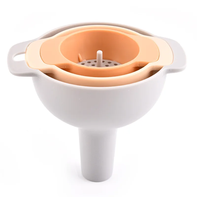Kingwise 4 in 1 Food level Nested Kitchen Plastic Oil Funnel Set with Removable Filter for Injection Filtration Funnel Use
