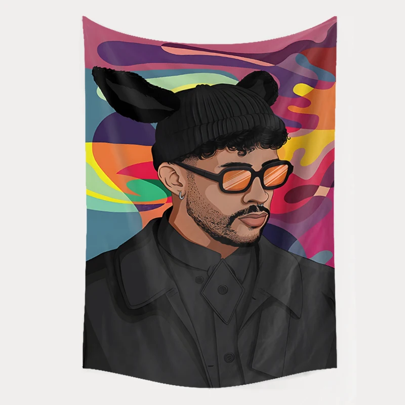 Wholesale Digital Printed Bad Bunny Tapestry Mandala Wall Hangings 3D Printing Bohemian Tapestry Home Decoration