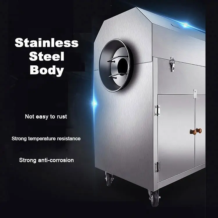 Машина для жарки кешью из нержавеющей стали газовая вращающаяся барабанная машина орехов арахиса миндаля