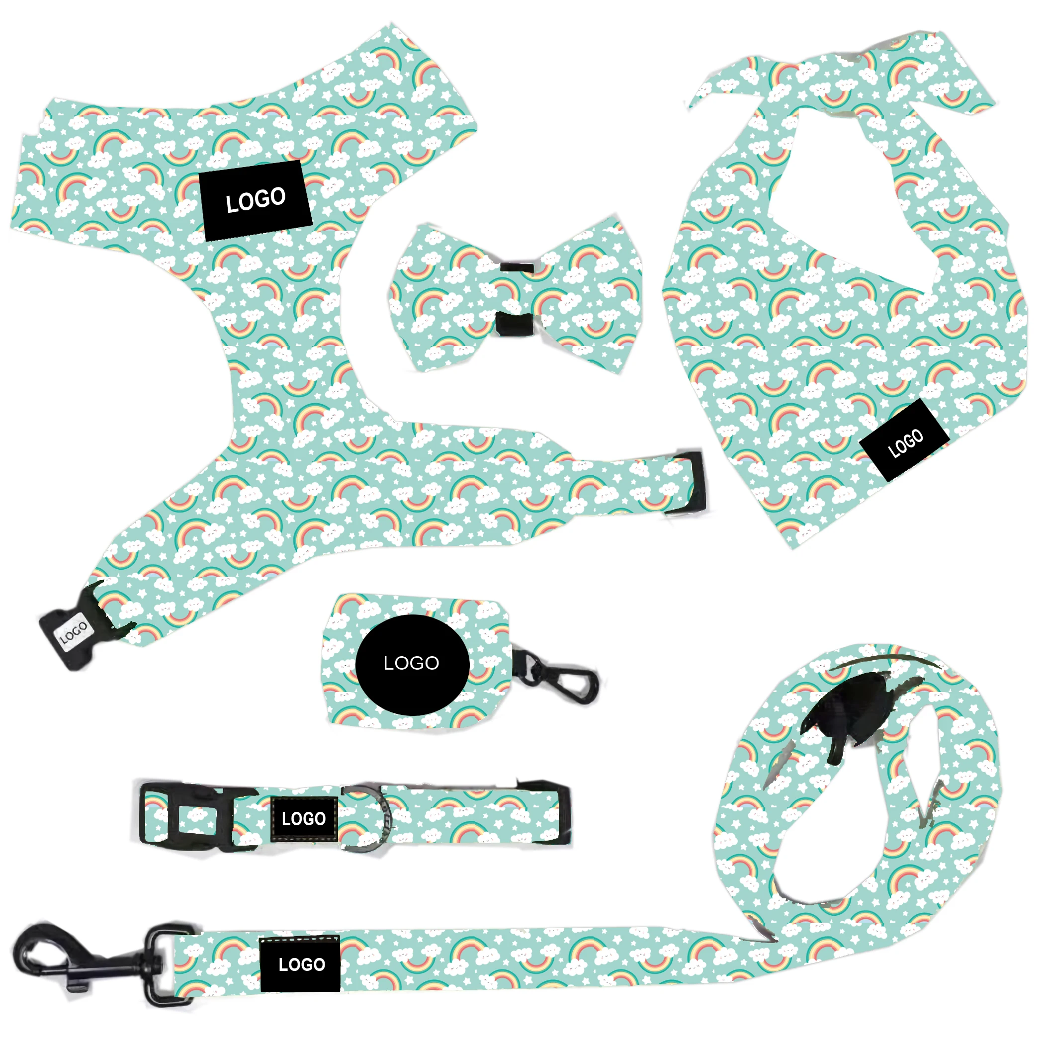 Manufactured pet Harness Multicolor Customizable Fashion Pet Products Traction Rope Chest Harness Set For Dog