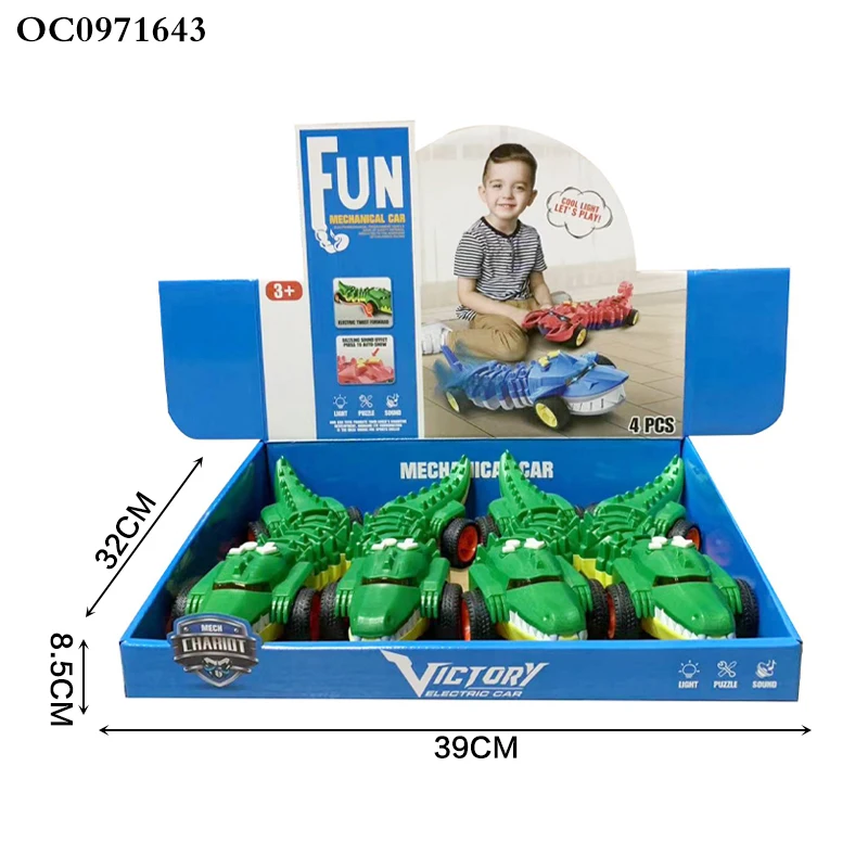 B/O Programming electric crawling plastic crocodile car toys with light and sound