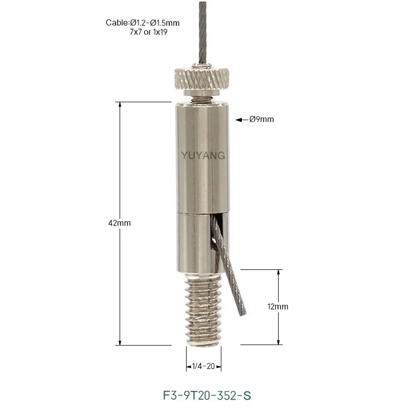 Flexible brass steel wire rope side exit cable gripper for lighting hanging system