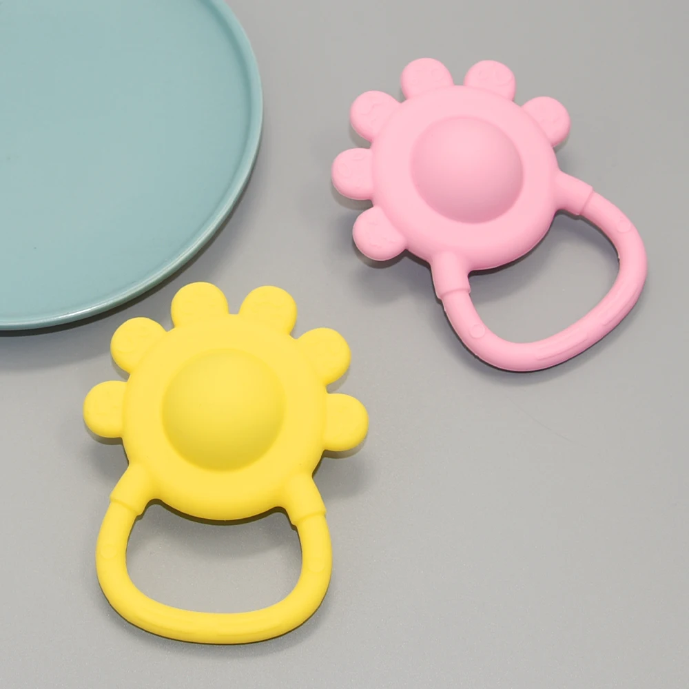 Baby Rattle Toy Chewable Early Education Hand Grip Grasp Training Rattle Newborn Silicone Rattle Teether Toy