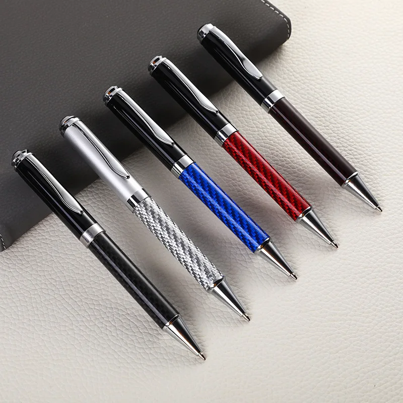 Carbon fiber ballpoint pen Laser logo advertising gift pen Rotary metal business ballpoint pen