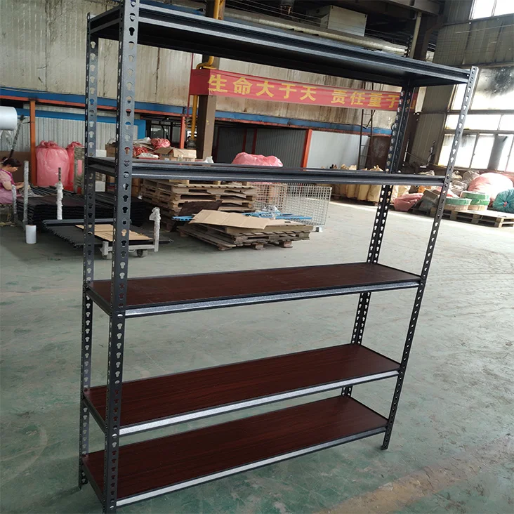 
Beautiful black color Light duty 5 levels metal rivet shelving for household 