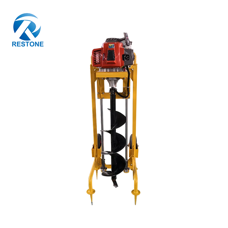 Portable Gasoline hand earth auger drill  tree planting hole digger