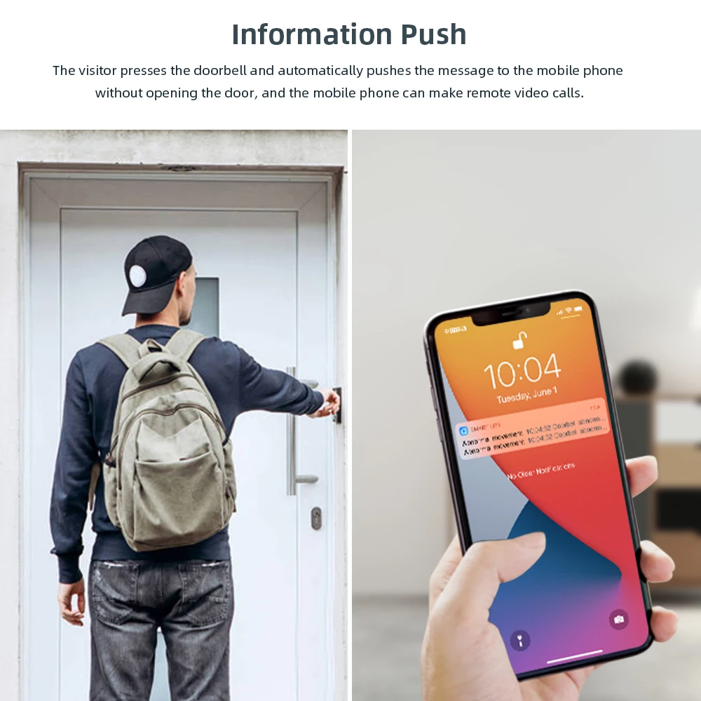Ring You Anytime When Visitor Comes 1080P Smart Tuya WiFi Video Doorbell Camera with 170 Wide Angle Lens and PIR Motion Alarm
