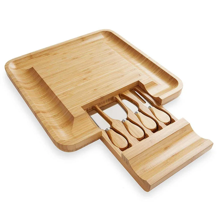 Hot Selling Large Charcuterie Board Set Bamboo Custom Cutting Board Meat Platter Serving Cheese Boards With Knife Set