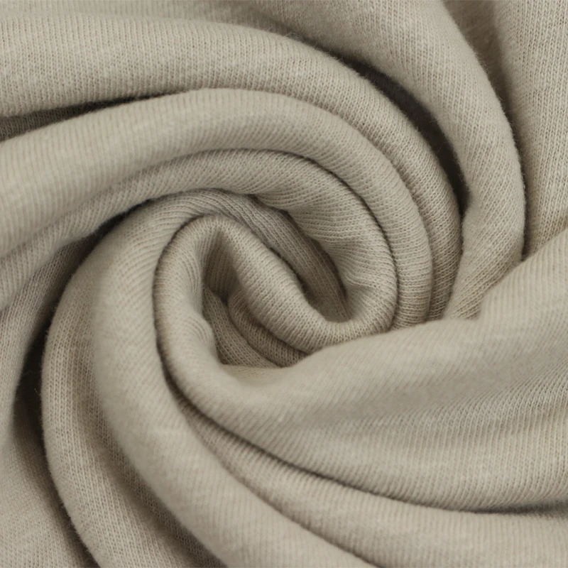 55%linen 45%cotton single jersey  organic Breathable, soft and comfortable fabric for woman dress