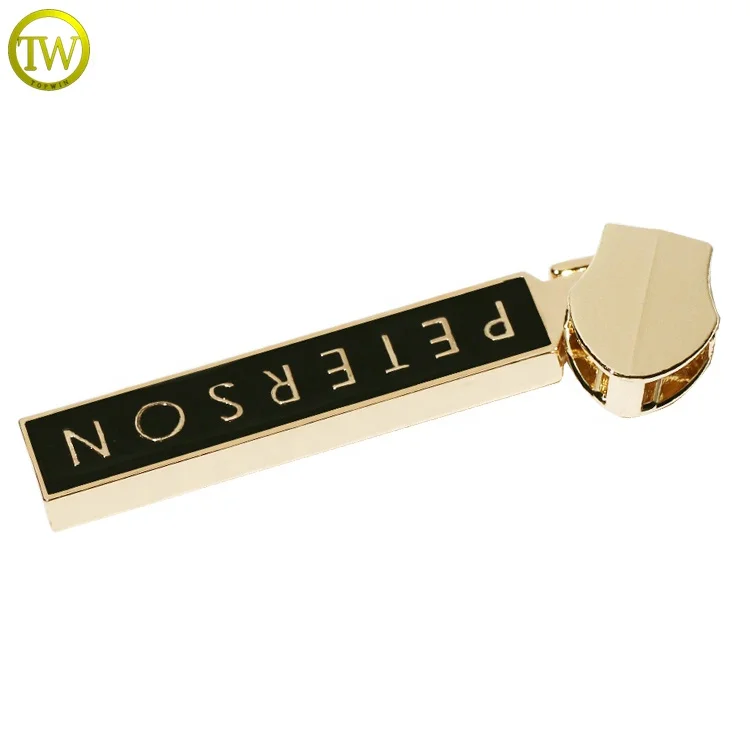 Custom 5# Alloy Zip Slider Dull Gold Metal Zipper Puller And Slider For Handbags