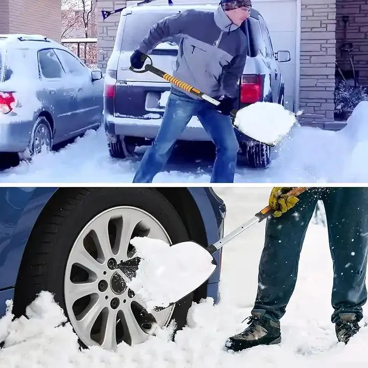 5 in 1 Extendable Rotatable Snow Brush Emergency Snow Removal  Shovel Broom with Foam Grip Snow Scraper Ice Scraper