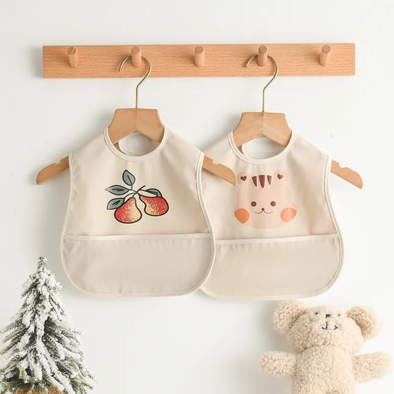 Waterproof Baby Bibs Multifunction Sleeveless Baby Apron Easy Clean PU Baby Feeding Bibs