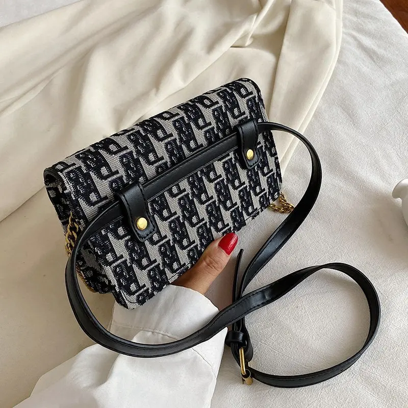 Luxury Oblique Printed Canvas Saddle waist bag fanny pack for women Chain Shoulder Messenger Bag Clutch 3-in-1