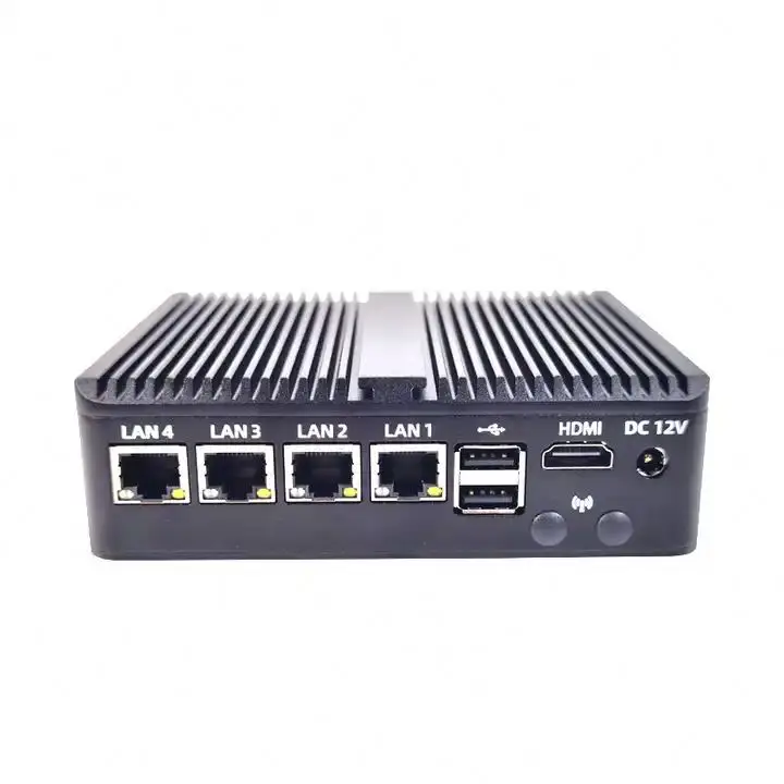Factory J6412 mini pc firewall barebone nuc 4lans 2COM support RS232 RS485 networking security firewall router fanless mini pc