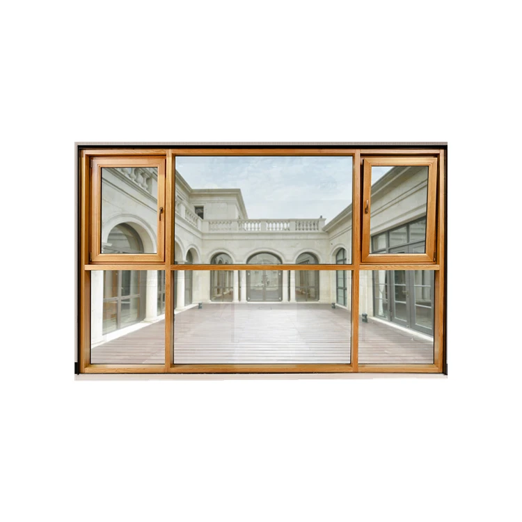 Nepal Market Aluminum Window Profile Solid Brown Wood Casement Louver Window Upvc Casement Windows with adjustable slat