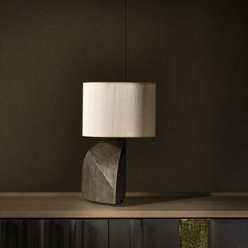 Modern simple tree stump wood grain decoration Chinese style living room bedroom bedside study old wood grain art table lamp