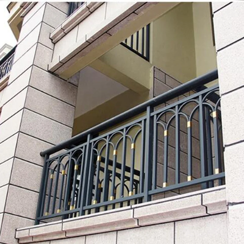 Top-selling Galvanized Rod Iron Outdoor Balcony Railings Wall House Hot Galvanized Traditional Ship or Air LB-B-F-00028 LONGBANG