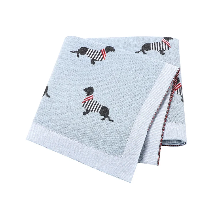 Newborn Baby Boy Muslin Dog Pattern Swaddle Wrapping Blankets 100% Cotton