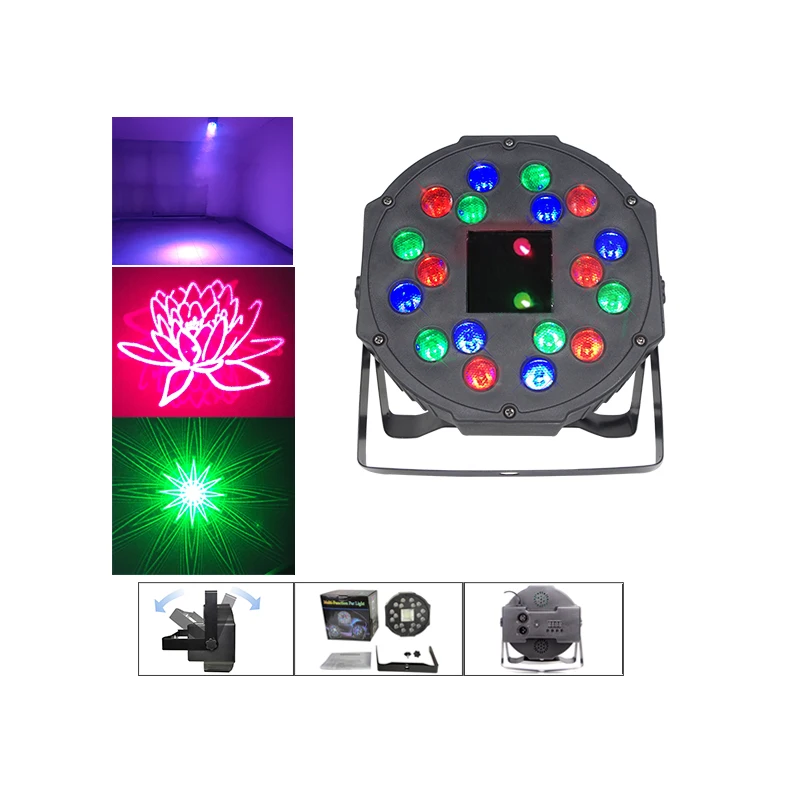 Laser Strobe LED Par LightsProfessional 18 LED RGB Party Plastic Flat Par Light LED Work Smart Dance Floor Laser Party Disco