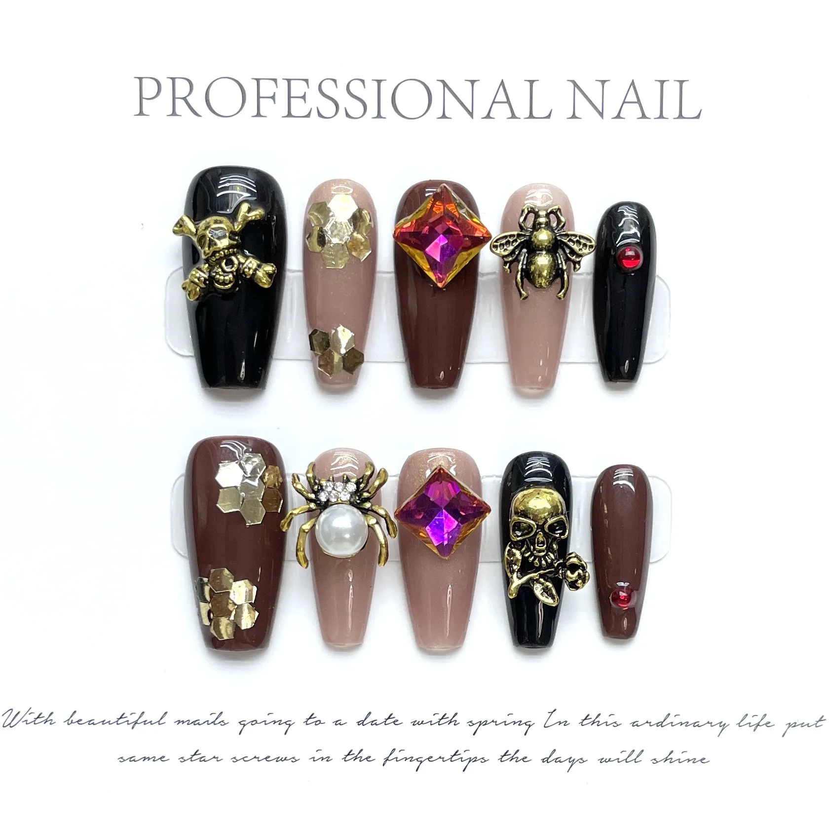 Wholesale Handmade False Nails  High Quality 24 Piece Acrylic Luxury False Nails Private Label Fake Nails With Glue