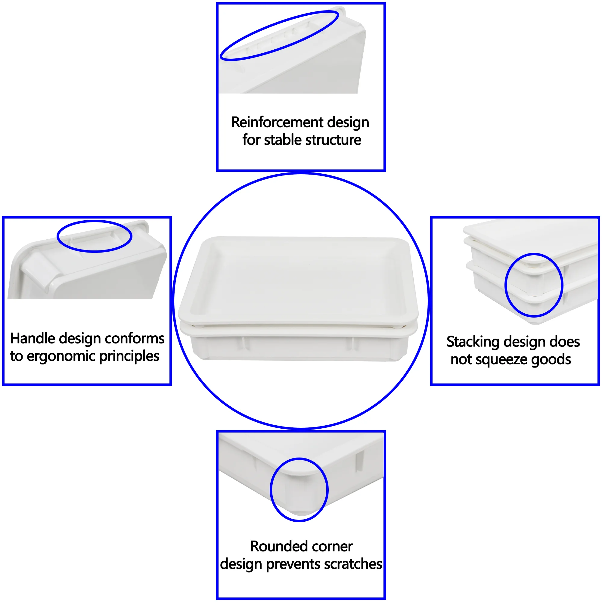 JOIN 85mm depth Large box of the white plastic pizza dough proofing box storage fermentation transport tray for Bakeware