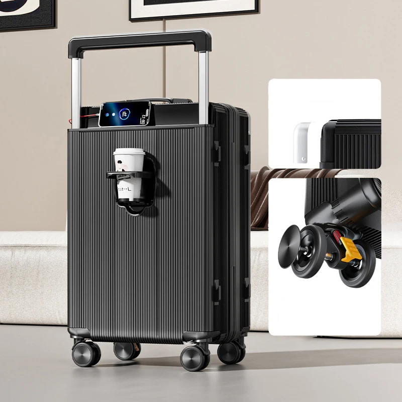 Stylish Aluminum Metal Suitcase with Wide Trolley Best Travel Business Luggage Fashionable ABS+PC with Wheels