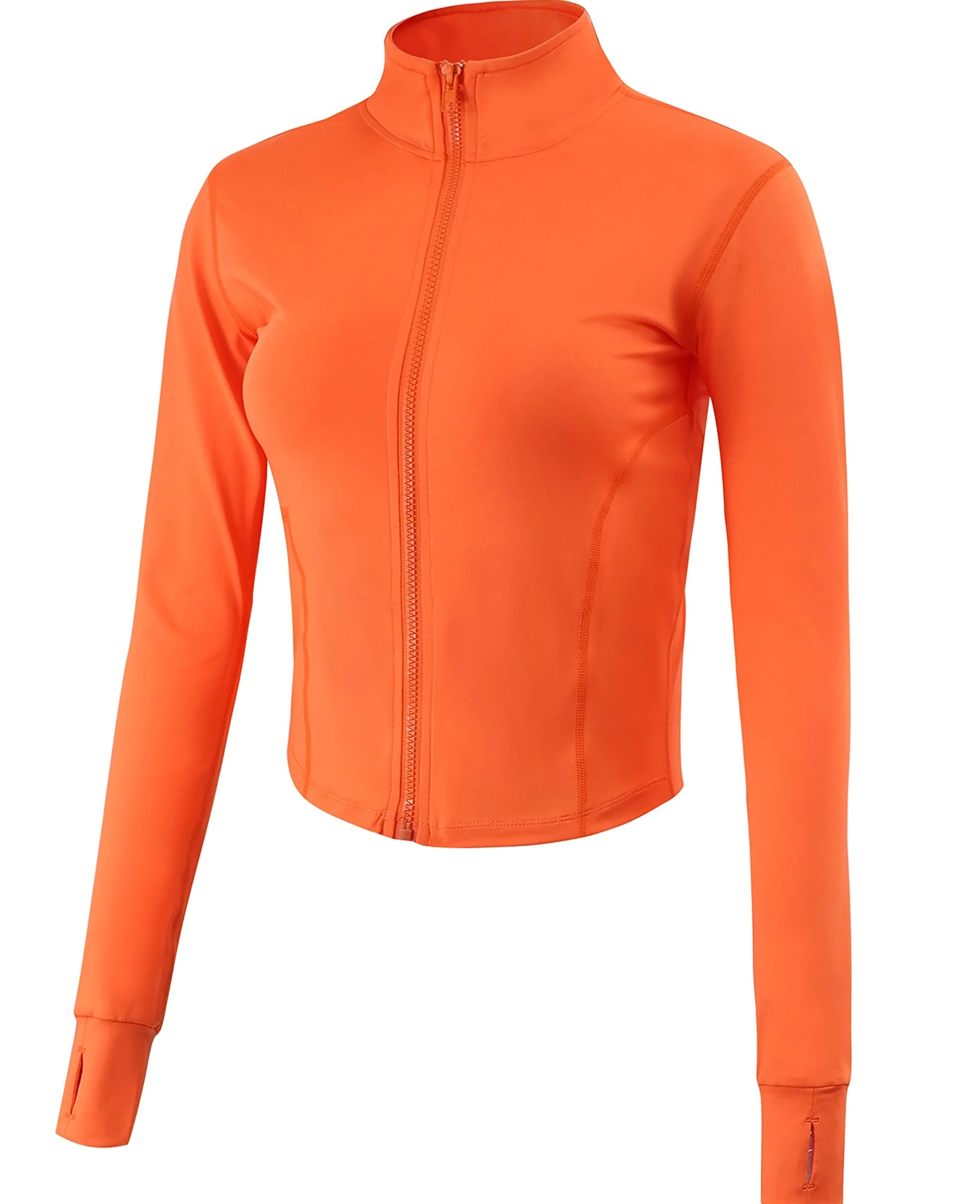 Nylon Spandex long sleeves fitness zip up Workout women yoga jacket with Thumb Holes high quality custom logo Yoga Jacket