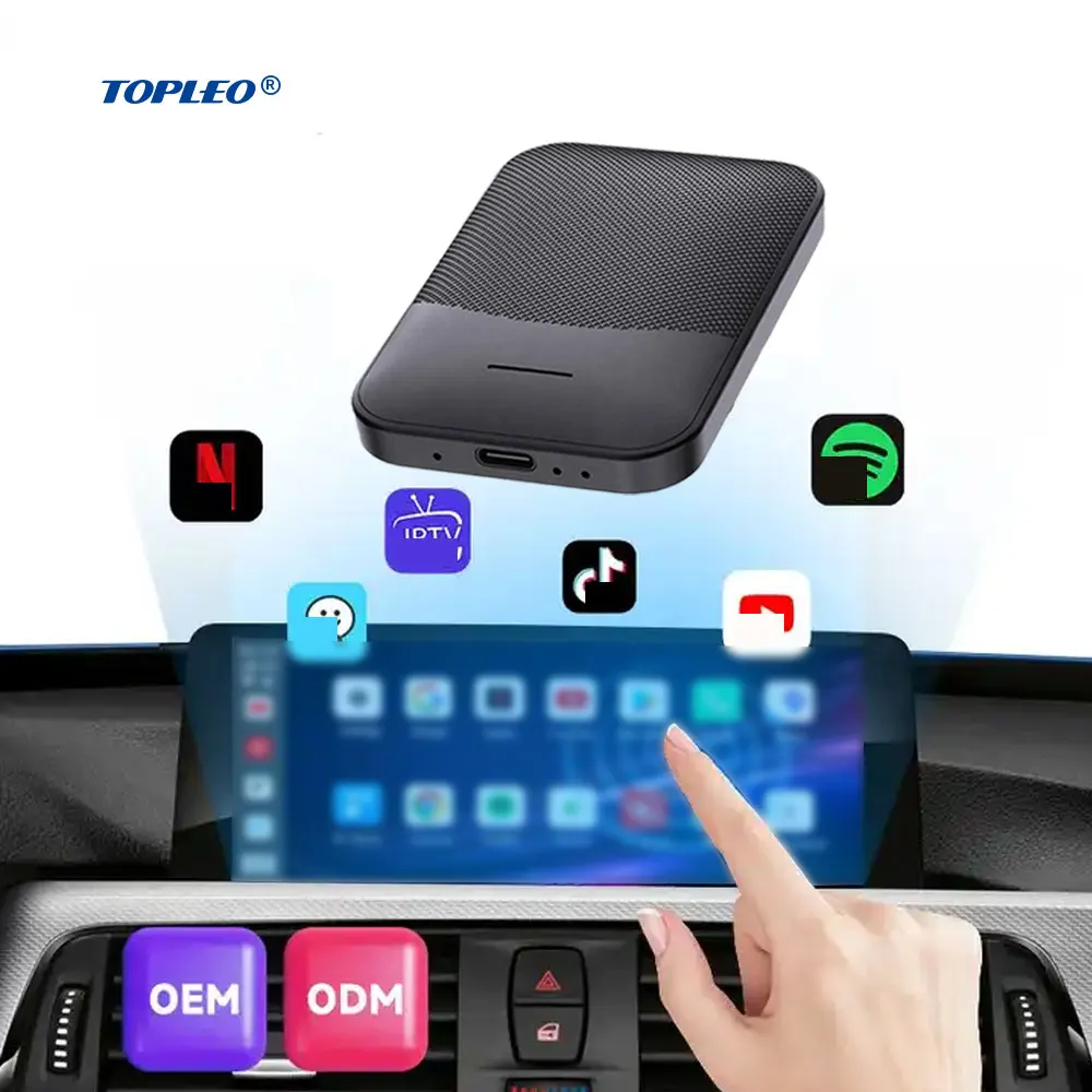 Topleo Original Wireless Carplay AI Box Adapter Intelligent Voice 2K Resolution Wired Magic Carplay Dongle Android Auto Adapter