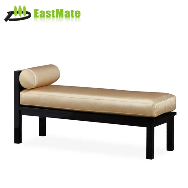 Hotel furniture bedroom solid wood frame upholstered bed end bolster bench