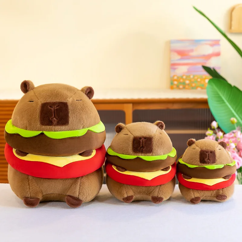 YuBon Capybara Plush Toy In The Shape Of A 20cm Hamburger Capibara Plush Pillow Cartoon Stuffed Doll Machine Best Holiday Gifts