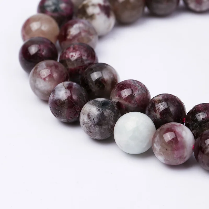 4mm 6mm 8mm 10mm 12mm Natural Tourmaline Stone Beads Round Loose Spacer Bead for Jewelry Making DIY Bracelet Accessories