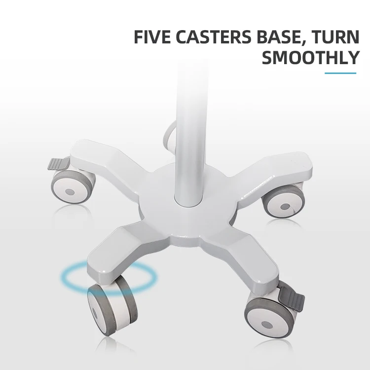 Modern Style Aluminum Tray 360 Rotating Noiseless Caster Small Monitoring Ecg Breath Medical Trolley