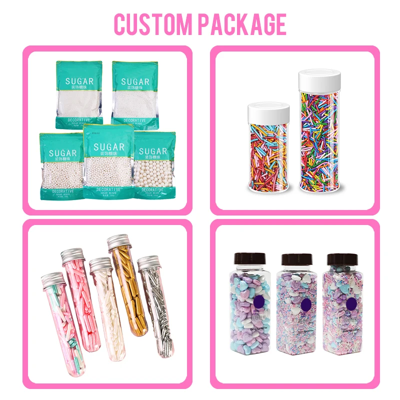 Fancy Square Bottle Vegan Custom Unicorn Cupcakes Candy Sugar Free Cake Bakery Edible Decoration Sprinkles Manufacturers