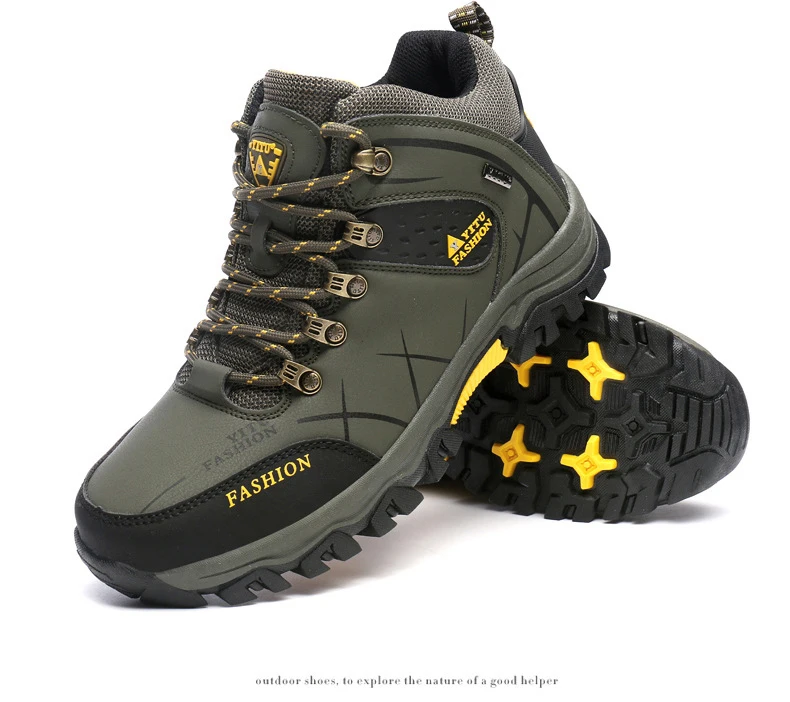 Mens Hiking Shoes Breathable Non-Slip Sneakers Leather Low Cut Boots for Outdoor Trailing Trekking Walking