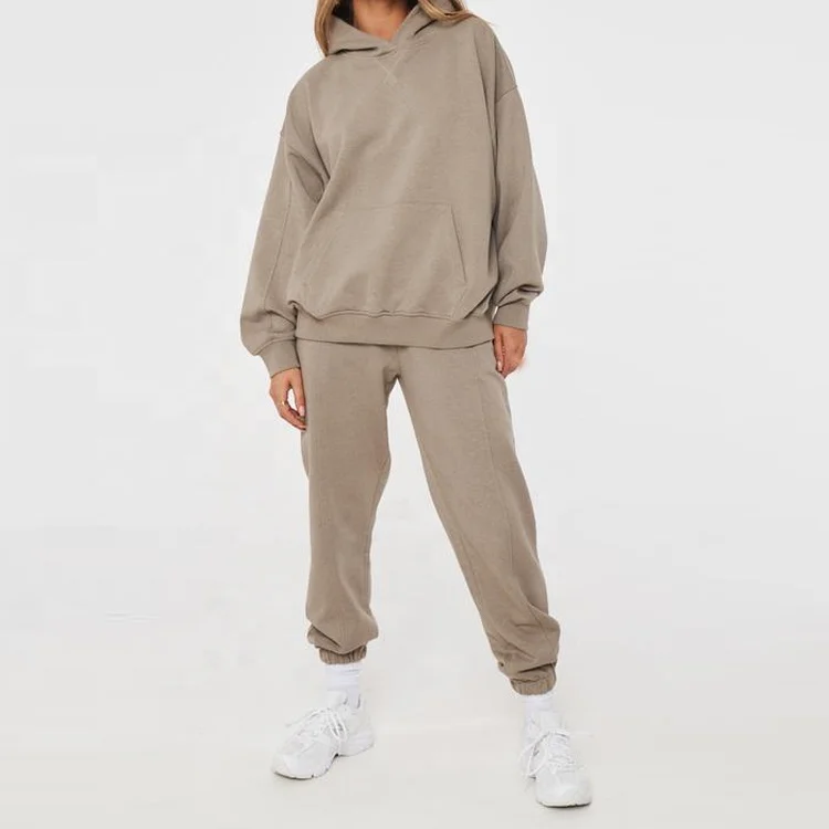 High Quality Anti-Pilling Oversize Gym Cotton Jogging Tracksuit Sweatsuit Set for Woman