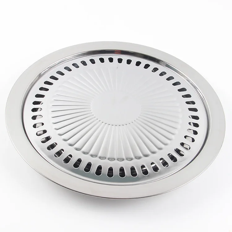Korean Wholesale Stainless Steel BBQ Accessories Frying An Cast Iron Outdoor Charcoal Bbq Grill Spare Parts Steak Pan