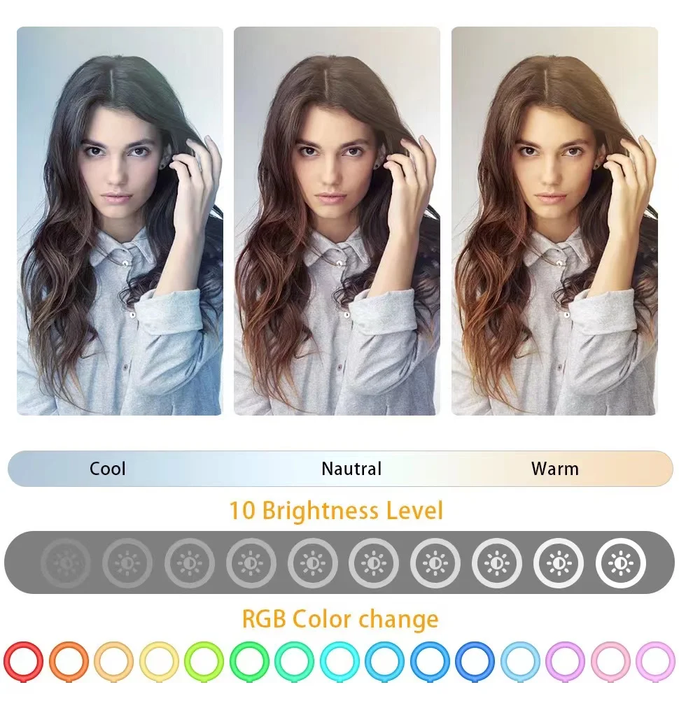 Wholesale 6 inch RGB Fill Ring Lamp With Clamp Mount Remote Control For Makeup Video Photography Led Selfie Ring Light