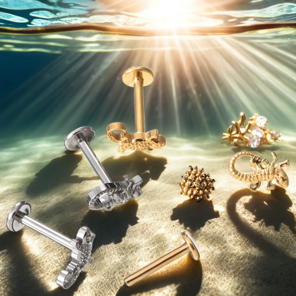 Fuxuan  Implant Titanium Threaded Fish End Nose Body Jewelry Helix Tragus Cartilage Piercing Earrings Wholesale