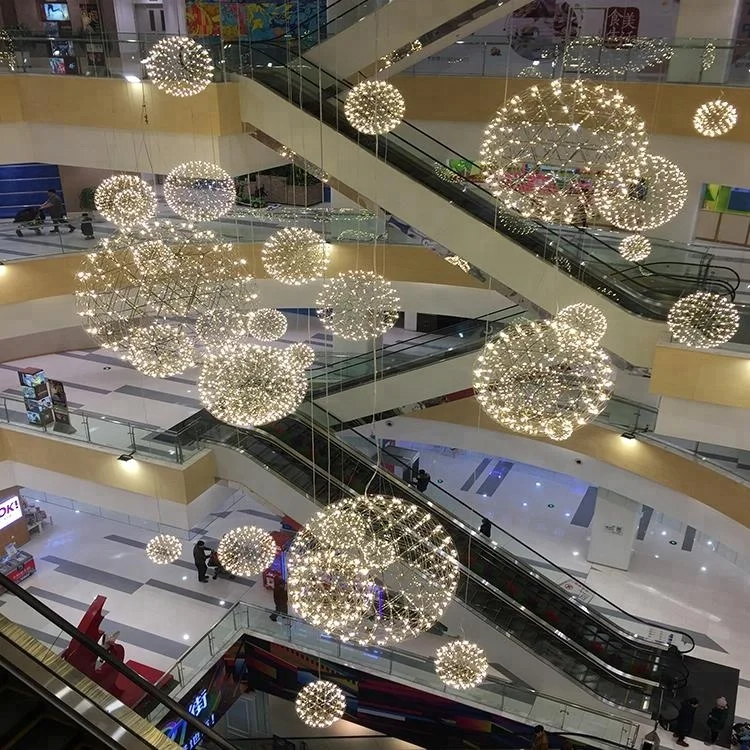 2012 atrium hanging decorated big lighted ball as commercial christmas decoration for shopping mall