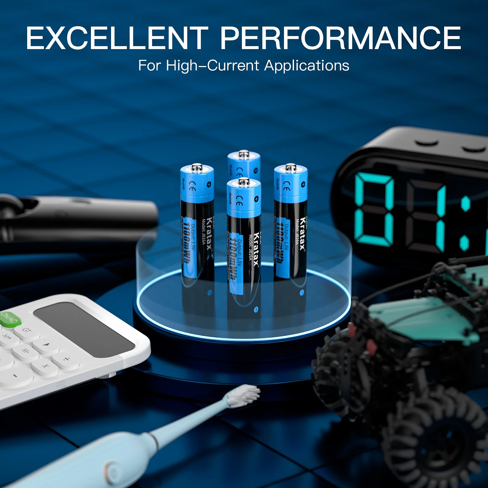 Индивидуальное зарядное устройство с 4 слотами и функцией быстрой зарядки для аккумуляторных батарей AA AAA