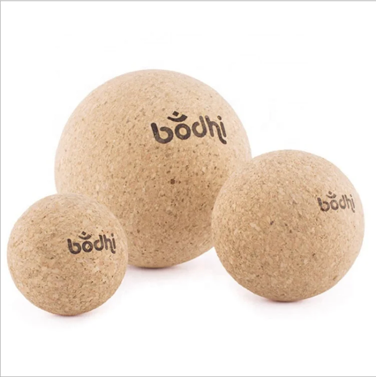 High premium density wood large cork yoga ball for neck foot muscle massage