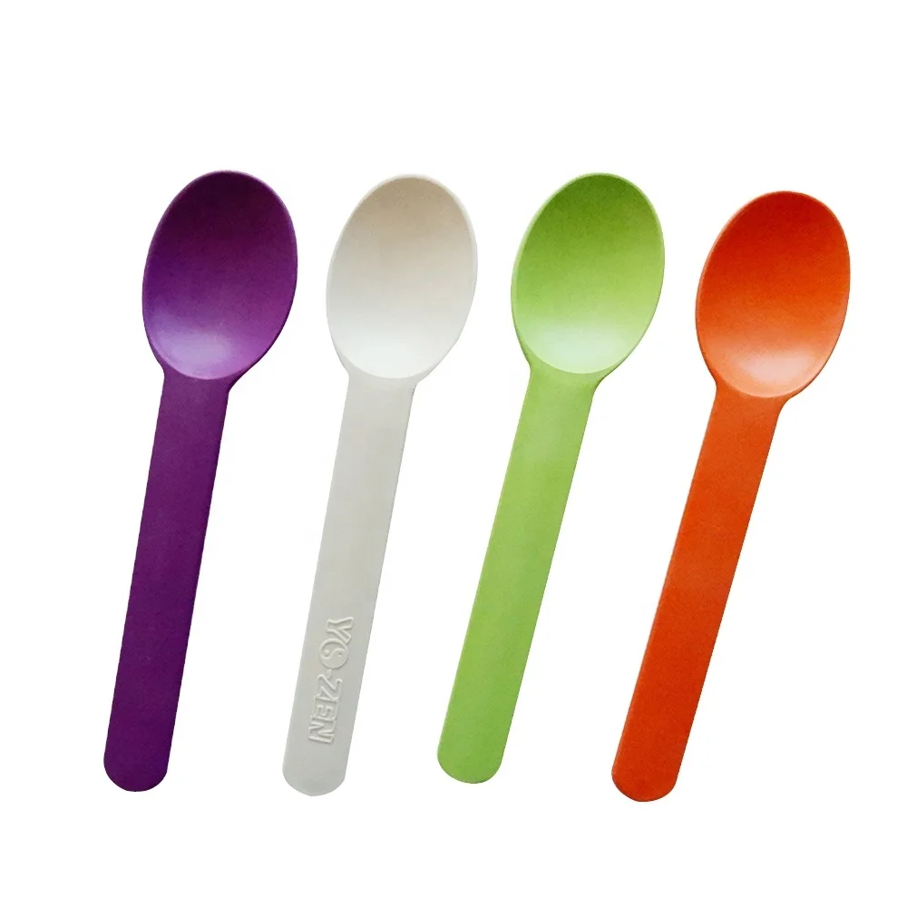 Different Style Food Grade Biodegradable Cornstarch PLA Yogurt Ice Cream Plastic Spoon Cheese Spoon