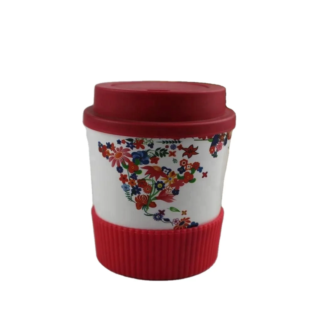 Beauty 8oz plastic coffee mug with Silicone rubber