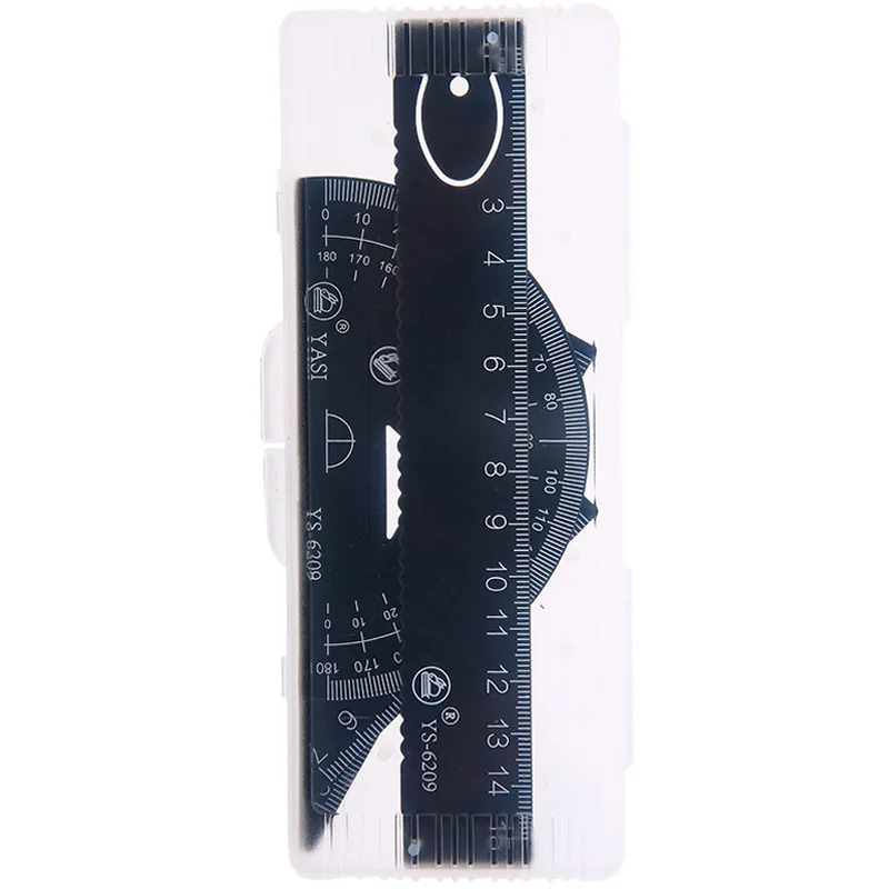 YS6209 metal ruler A# white B# black metal student metal ruler straight ruler triangle protractor four sets