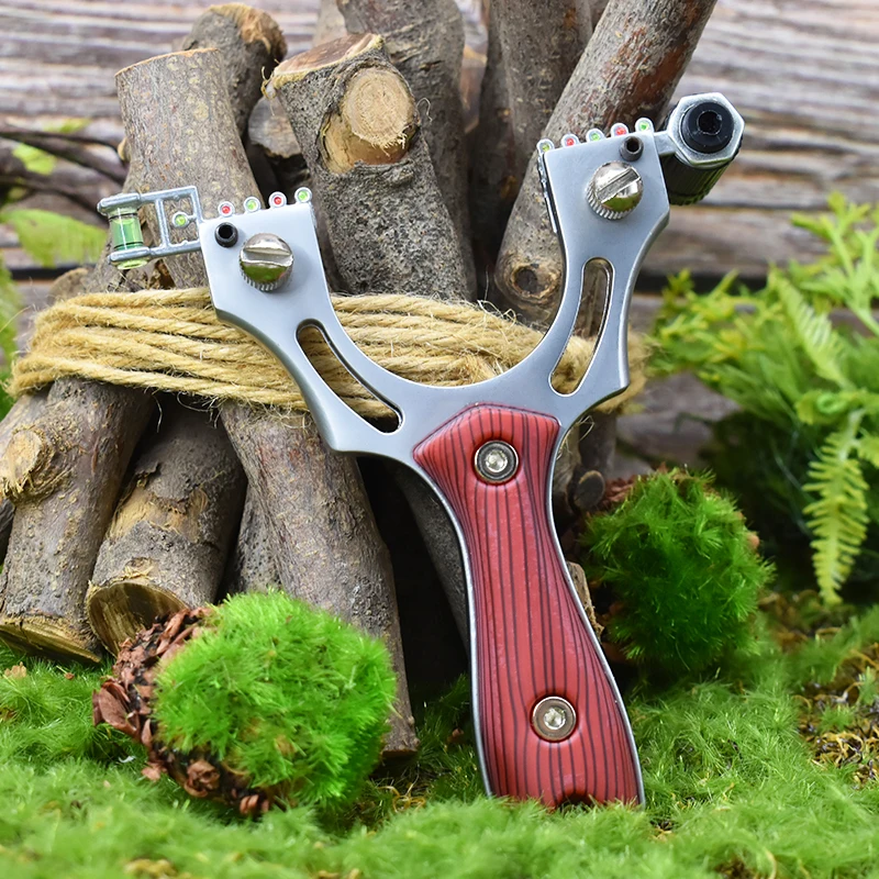 professional Hunting Slingshot High Quality Alloy Catapult With Flat Rubber Band Outdoor Shooting Slingshot
