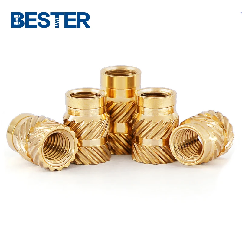 Moulded in M3 Brass Pure Copper Metric Threaded Inserts Round Embedded Clamp Knurled Copper Nut